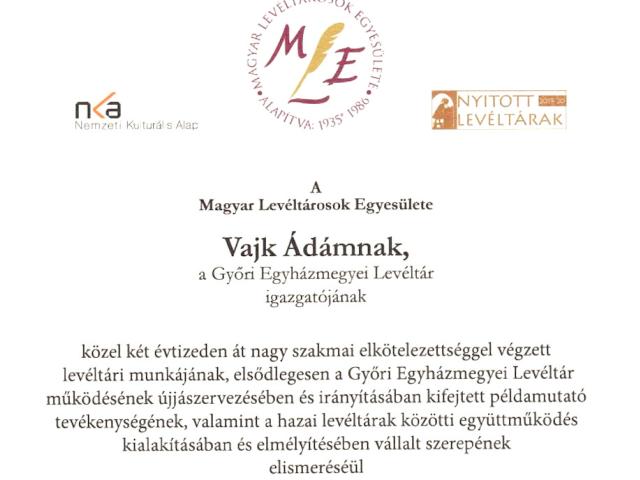 Dóka Klára-díjban részesült Vajk Ádám